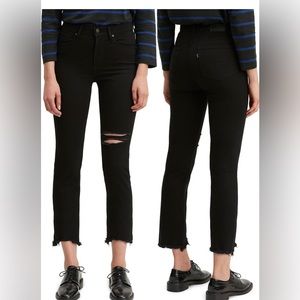 Levi’s High Waisted Straight Cropped Raw Hem